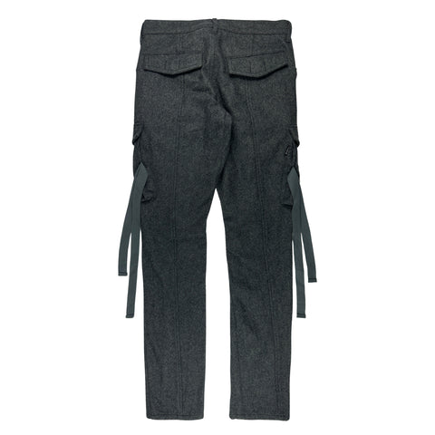 Strapped Gray Wool Cargo Pants