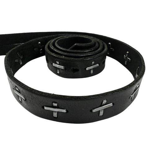 Full Silver Cross Leather Belt
