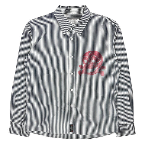 Red Skull Striped Button Up