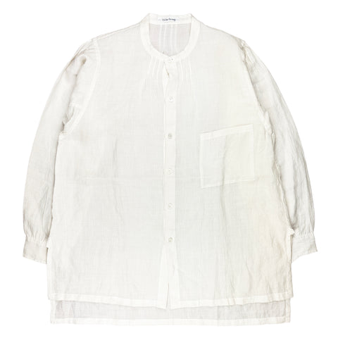 80's Mandarin Collar Linen Button Up