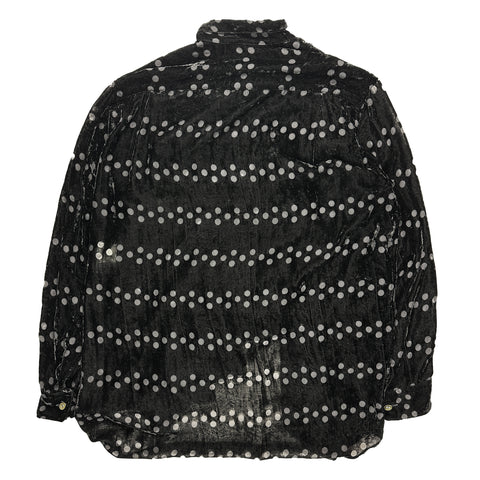 80's Polka Dot Velvet Asymmetrical Button Up