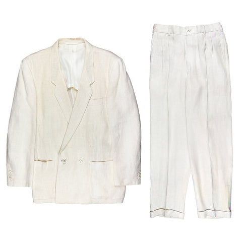 80's Double Breasted Linen Suit