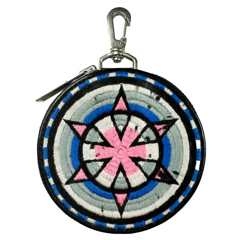 Pink/Blue Embroidered Coin Pouch