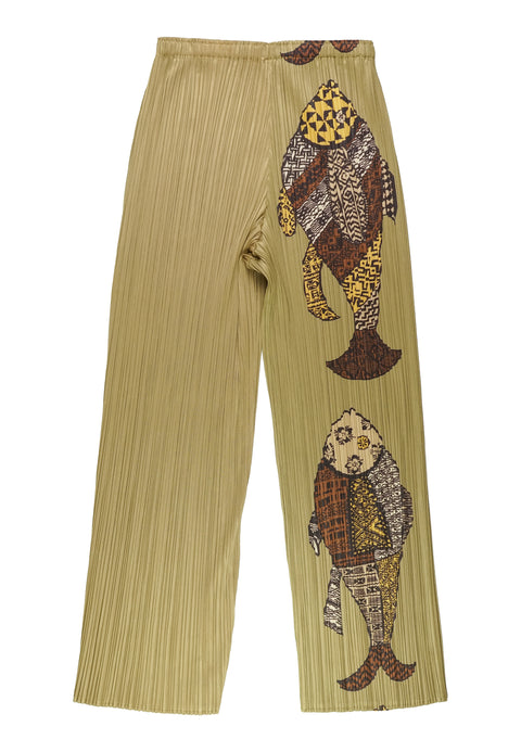 Fish Graphic Pleated Pants