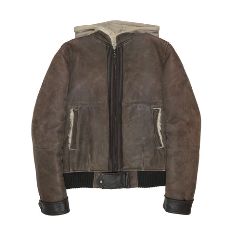 AW05 Mouton Leather Shearling Hoodie