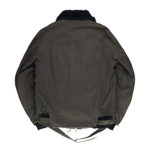 AW05 Distressed Military Fur Jacket