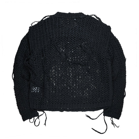 Distressed Black Knit Sweater