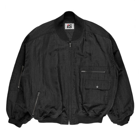 80's Black I.S. Quilted Logo Bomber
