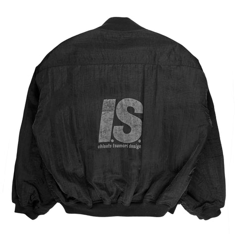 80's Black I.S. Quilted Logo Bomber
