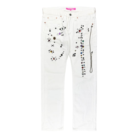 AD2002 White Jeweled Denim