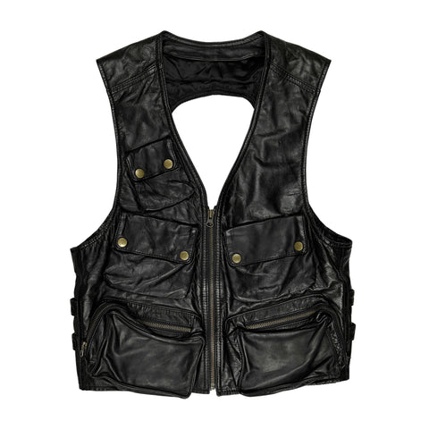 80's Leather Cargo Vest