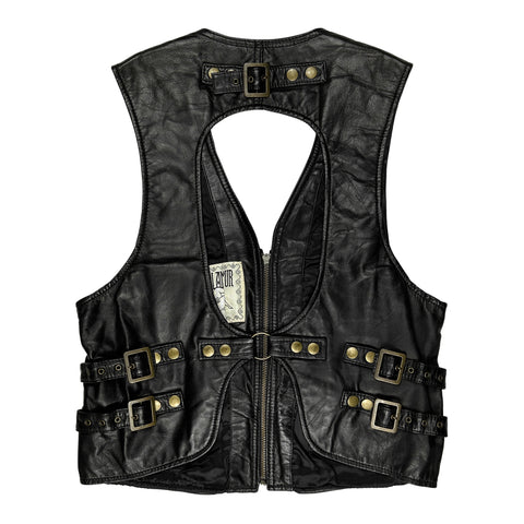 80's Leather Cargo Vest