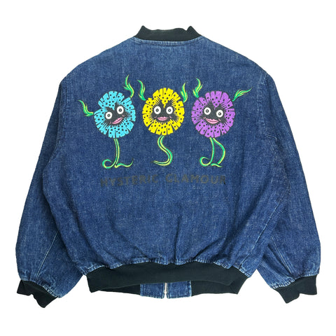 90's Flower Graphic Denim Bomber