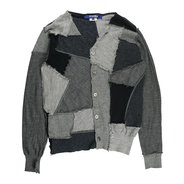 UND MIX YARN PATCHWORK KNIT CARDIGAN グレー DSC04549_4d37c6e8-460b-475c-