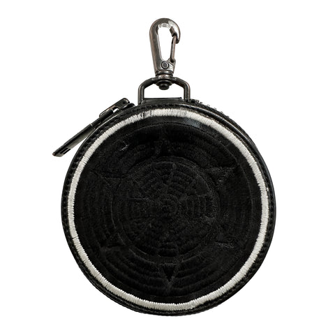 Black Embroidered Coin Pouch