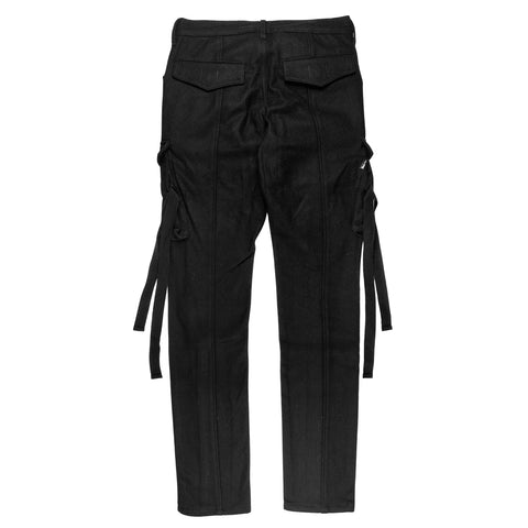 Strapped Black Wool Cargo Pants