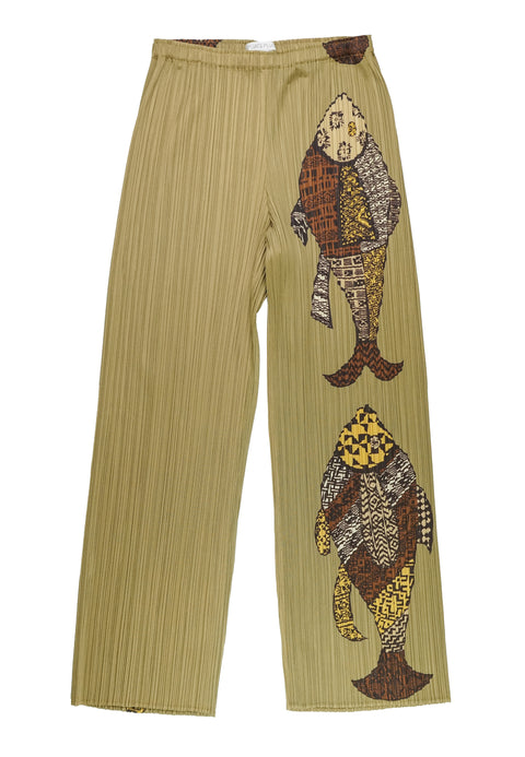 Fish Graphic Pleated Pants