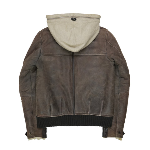 AW05 Mouton Leather Shearling Hoodie