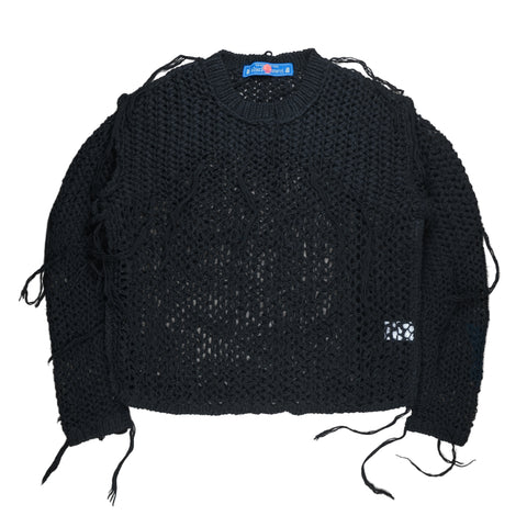 Distressed Black Knit Sweater